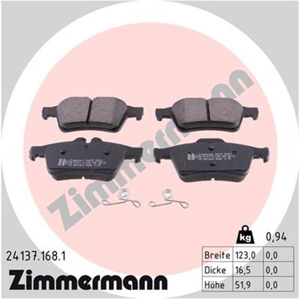 ZIMMERMANN BREMSE BREMSEN BREMSSCHEIBEN BELÄGE HINTEN OPEL SIGNUM 2.2 DTI 16V