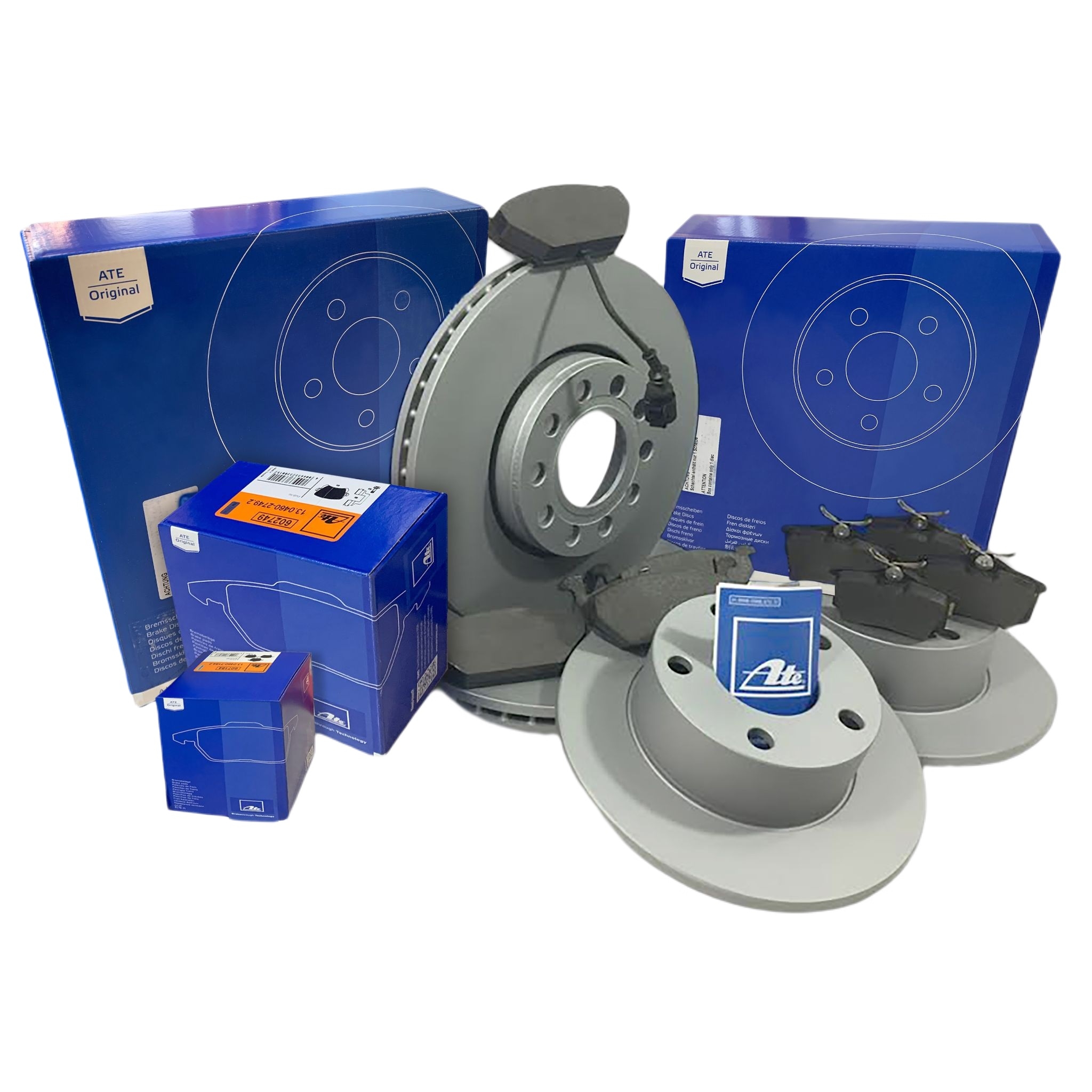 ATE BREMSSCHEIBEN BREMSE BREMSEN BELÄGE VORNE HINTEN VW T5 MULTIVAN 2.5 TDI